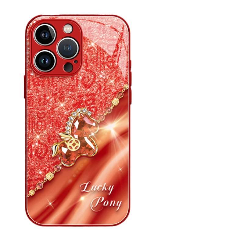 Applicable To iPhone16promax Mobile Phone Case New Apple 17 Series 15pro Red Case 14pro Year of the Horse
