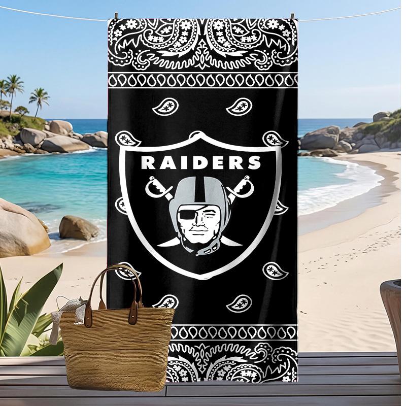 Asciugamano da Spiaggia Stampa Las Vegas Raiders Morbido Portatile Asciugatura Rapida?Asciugamano Asciutto Per Piscina Vacanza Estiva Sport all'Aperto