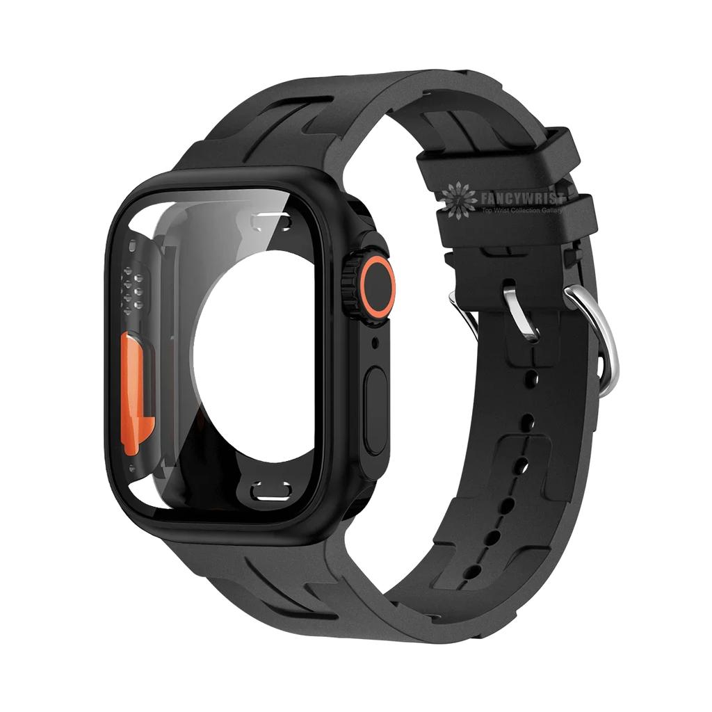 Original Silicone Band &Change To Ultra Case For Apple Watch 9 8 7 6 SE 5 4 Strap For iWatch Series 44mm 45mm 42mm 41mm Bracelet