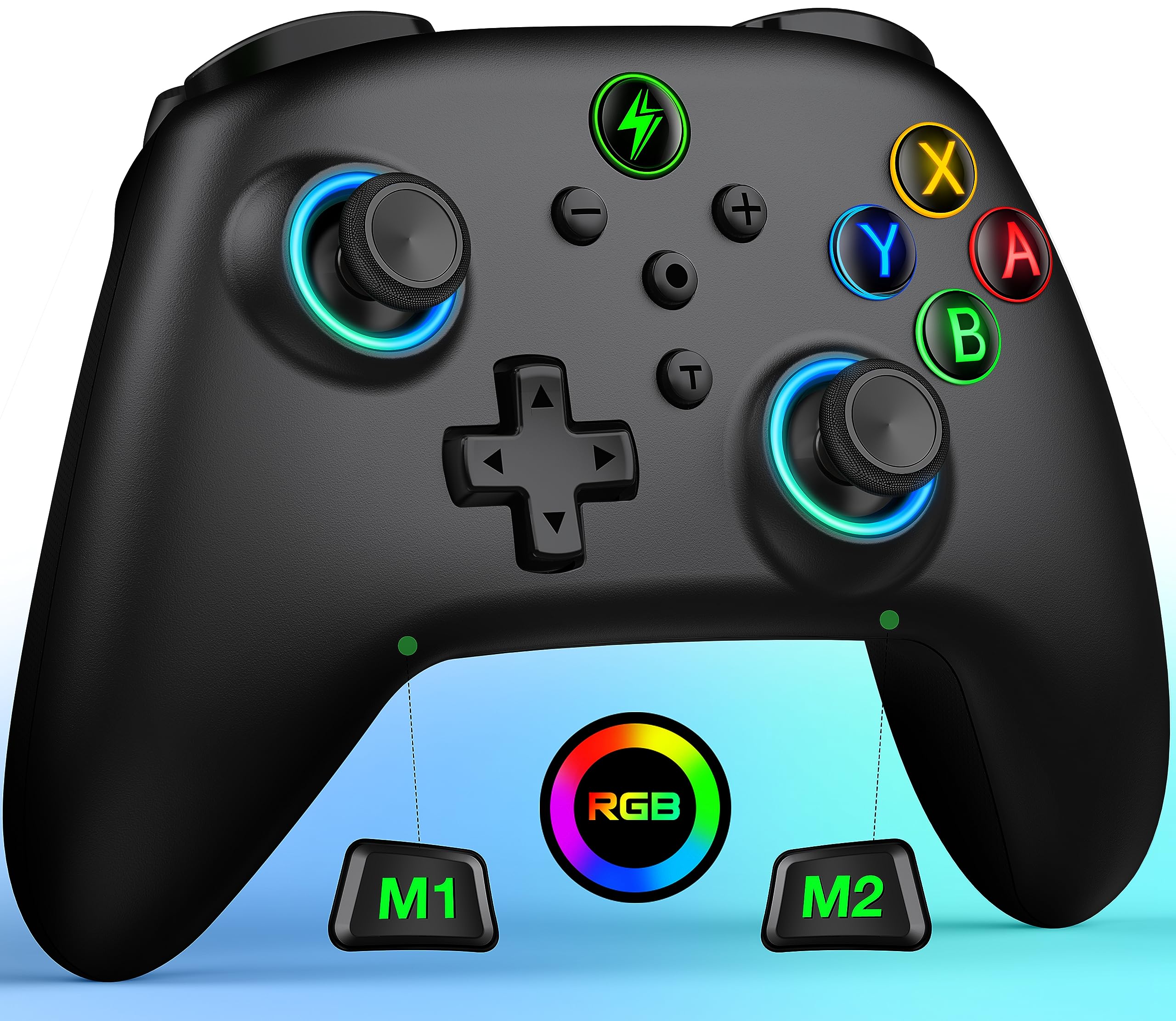 

Switch Controller with RGB Programmable Editing Back Sleep Wake Wireless Switch Pro Controller with Gyro Turbo Vibration Compatible with App Settings