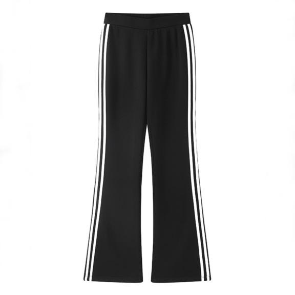 Mamba Cotton Casual Flare Pants - Women's High-Waist Striped Sport Trousers (2024 Autumn/Winter Collection)