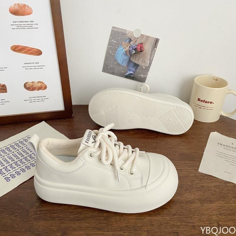 Fashion Thick soled big head white shoes for women spring design versatile simple comfortable, student casual round toe board shoes