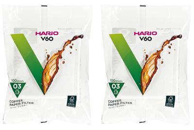 V60 Paper Filter 03W for 1 To 6 Cups, 200 Pieces, White VCF-03-100W