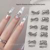 Retro Silver Rhinestone Bow Nail Art Accessories 2025 – Trendy Wearable Nail Drill Design
