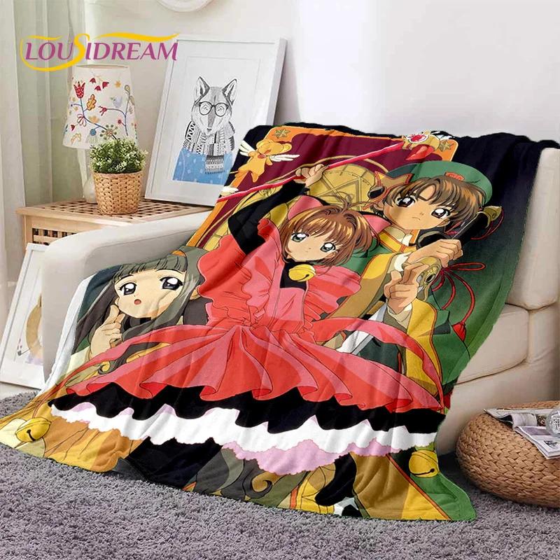 Cartoon Cute Sakura Card Captor Girl Soft Blankets,Keep Warm Throw Blanket Comfortable Blanket for Picnic Beds Sofa Home Bedroom