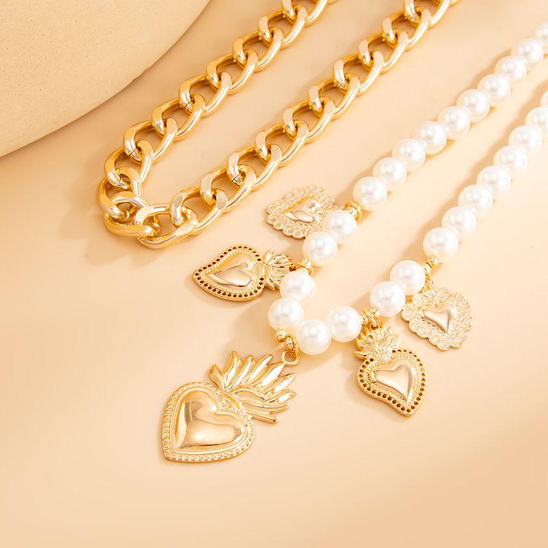 2-Piece Set of Imitation Pearl Peach Heart Chain Anklets, European and American Hip-Hop Fashion Trend, Cool Street Style Accessories for Girls