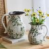American Country Crackle Glaze Ceramic Milk Jug Vase - Pastoral Feng Shui Flower Arrangement Retro Decor