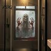 Creepy Window Posters Skeleton Frame Wall Sticker for Halloween Horror Decoration, Reusable Art Decor 3D Scary Stickers with Spider Web Design,