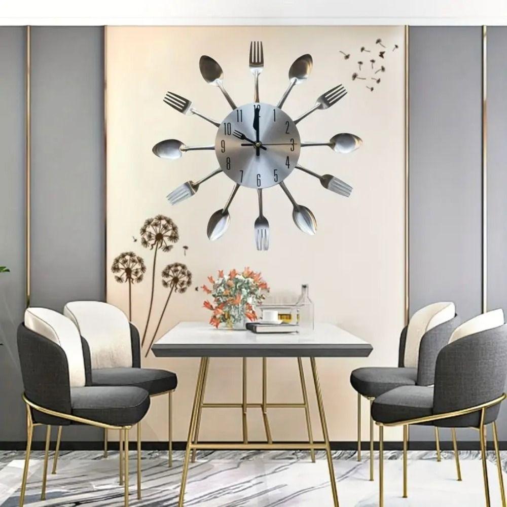 Removable Cutlery Wall Clock Modern Metal Clock Household Decoration Decorative Horloge Kitchen