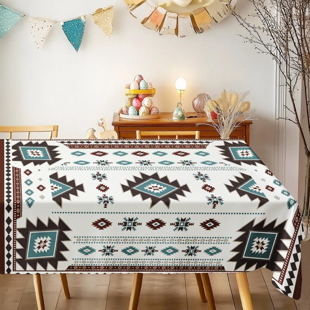 Tribal Geometric Rectangle Table Cloth for Table Decor Kitchen Dining Waterproof Reusable Tablecloth for Tables Dining Room