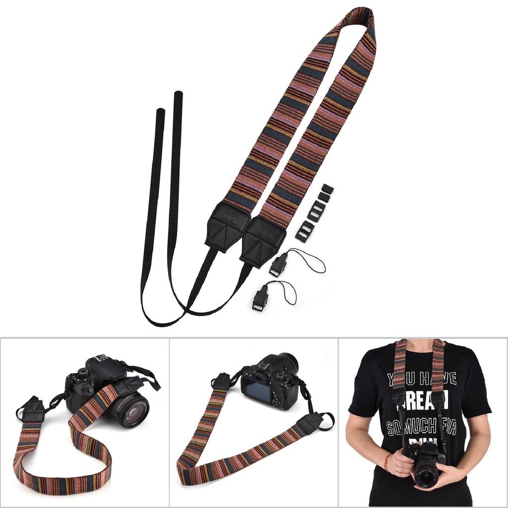 Universal 1cm Wide Colorful Polyester Fabric Shoulder Neck Camera Belt Strap