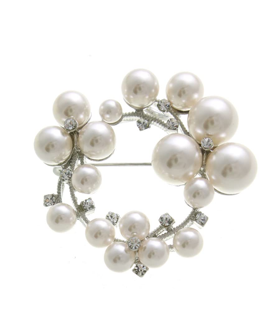

Pearl Stone Circle Brooch [VINGTAINE] S, Elegant, Party, Stylish, Gift, BR-128-S-