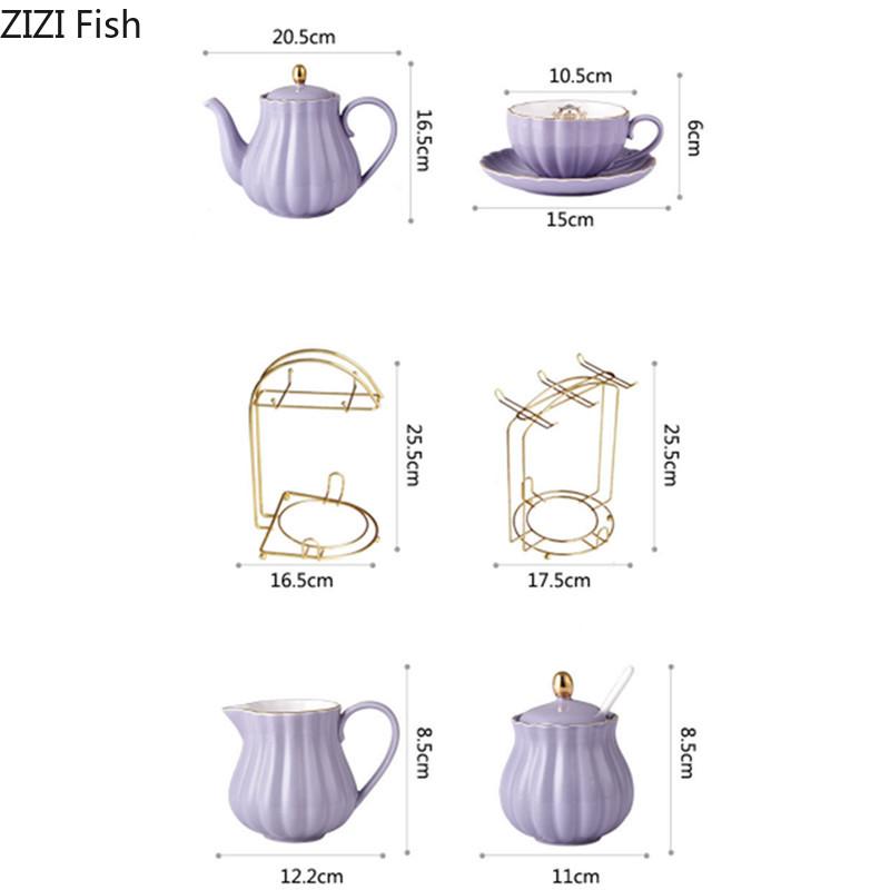 Zestaw filiżanek i spodków do kawy w stylu light luxury, mlecznik, cukiernica, ekspres do kawy, brytyjski styl, zestaw do herbaty do domu i biura, czajnik, ceramiczny kubek