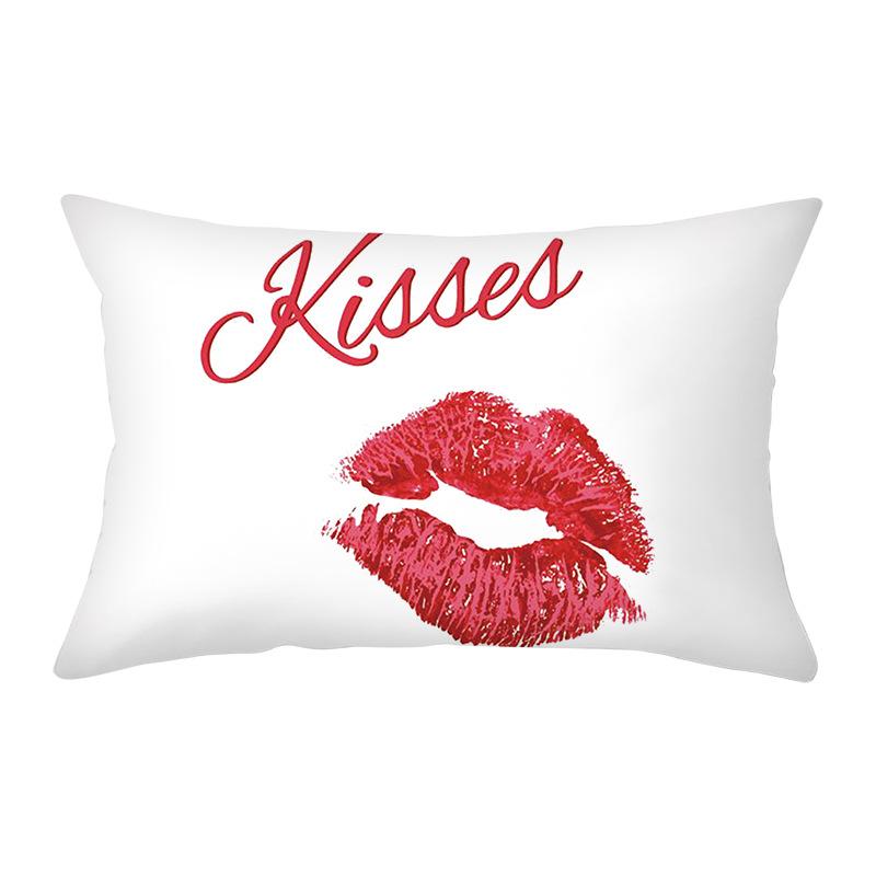 Peach Skin Waist Pillowcase Eyelash Print Cushion Cover Sofa Office Cushion Cover