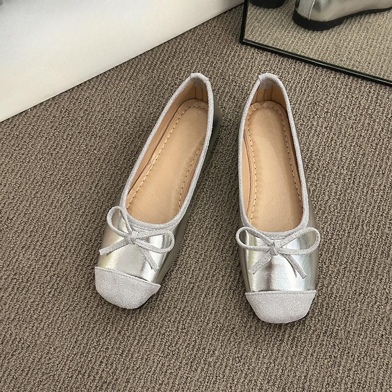 New Square-toed Flat Single-shoe Women's Casual Soft-soled Large-sized Shallow Ballet Shoes