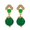 New Chinese-Style Earrings Versatile High-End Light Luxury Round Diamond Emerald Earrings Niche Temperament Zircon Earrings Earrings Ear Jewelry