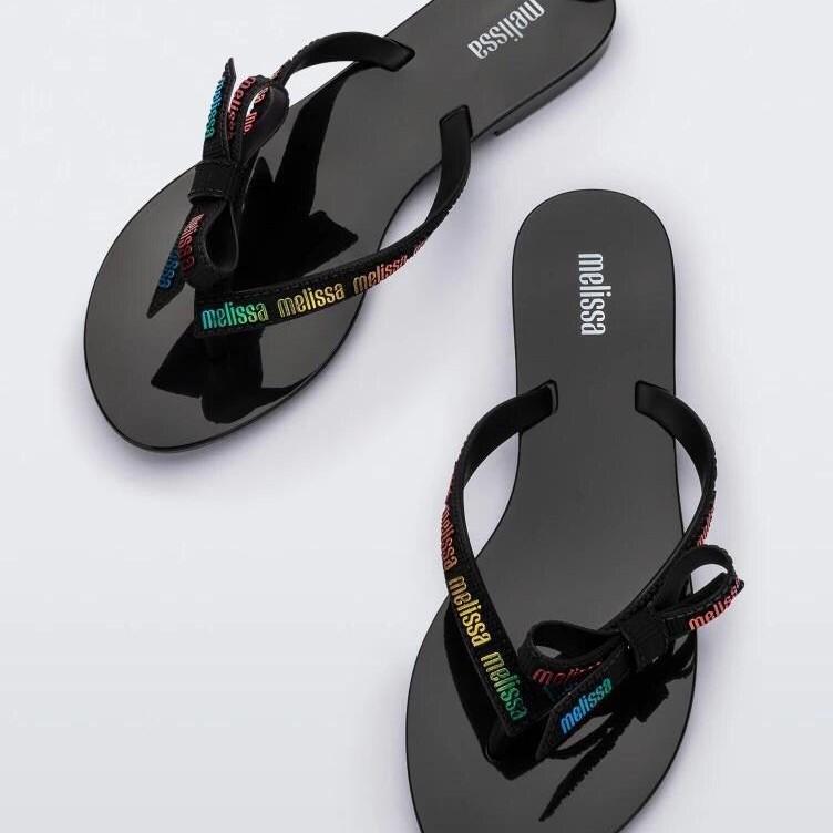 2025 Melissa moteriškos šlepetės su kaspinėliu - paprastos, madingos, plokščiapadės vasarinės paplūdimio šlepetės