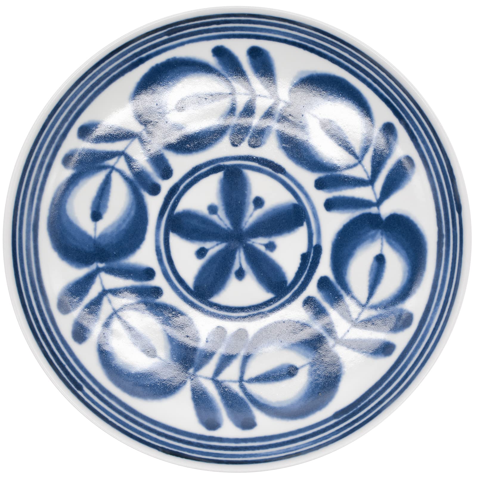 

Hasami Ware Modern Blue Medium Plate 20cm Seiei Floral Nordic Microwave and Dishwasher Made in Product 73508 (Large), Approx. Diameter, Pattern,