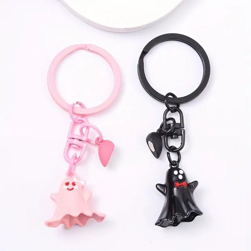 1Pair Bag Hanging Halloween Ghost Keychain Cute Key Rings Minority Magnetic Ghost Pendant  Gift