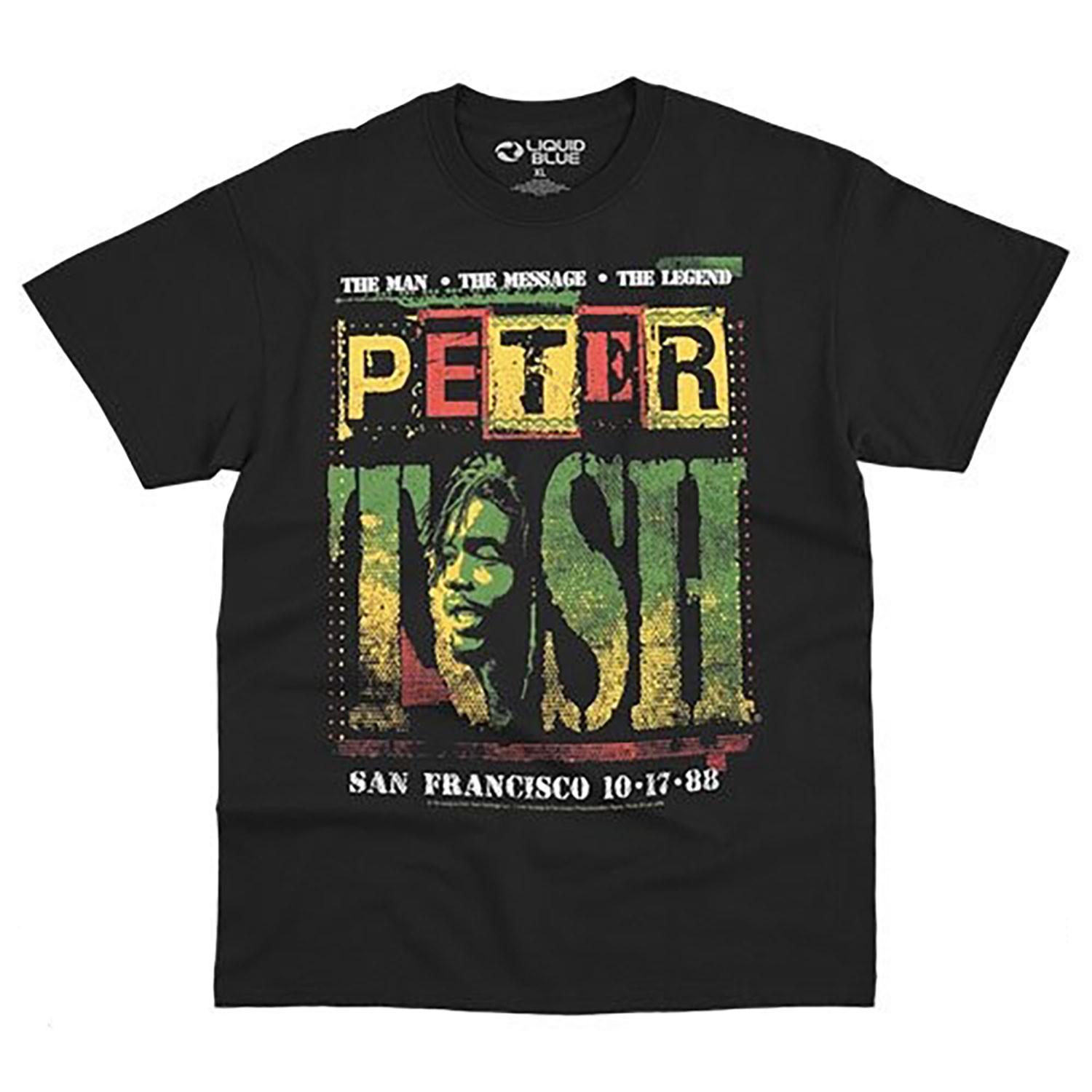 Mens Peter Tosh Poster T-shirt Small Black L