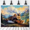 2D Steam Train Backdrop Mountain Photography Background