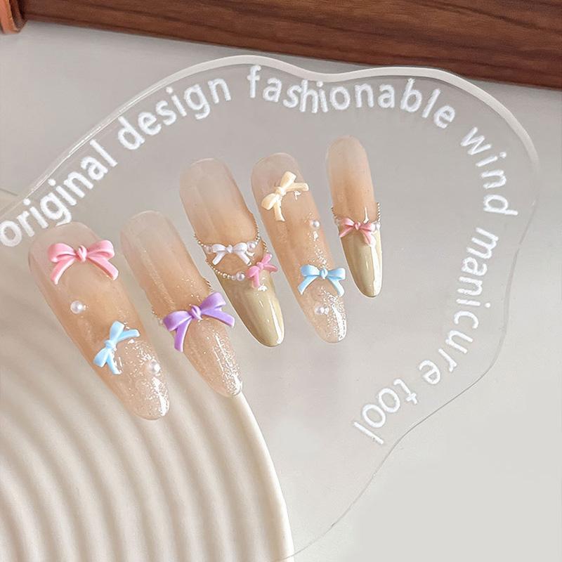 50Pcs Colorful Bow Nail Art Parts Charms Bulk Shiny Mini Resin Ribbon Nail Rhinestones Diy Summer Nail Art Decor Accessories