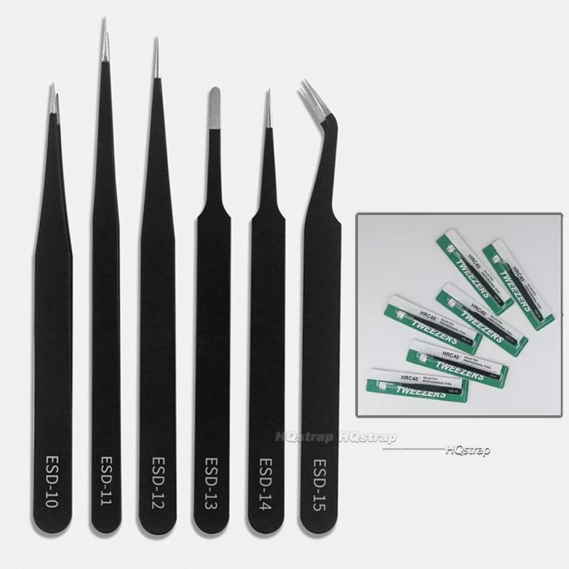 1/6pcs Anti Static Tweezers for Watch Jewelry Mobile Phone Electronics Tweezers Set Precision Industrial Repair Tweezers Tools