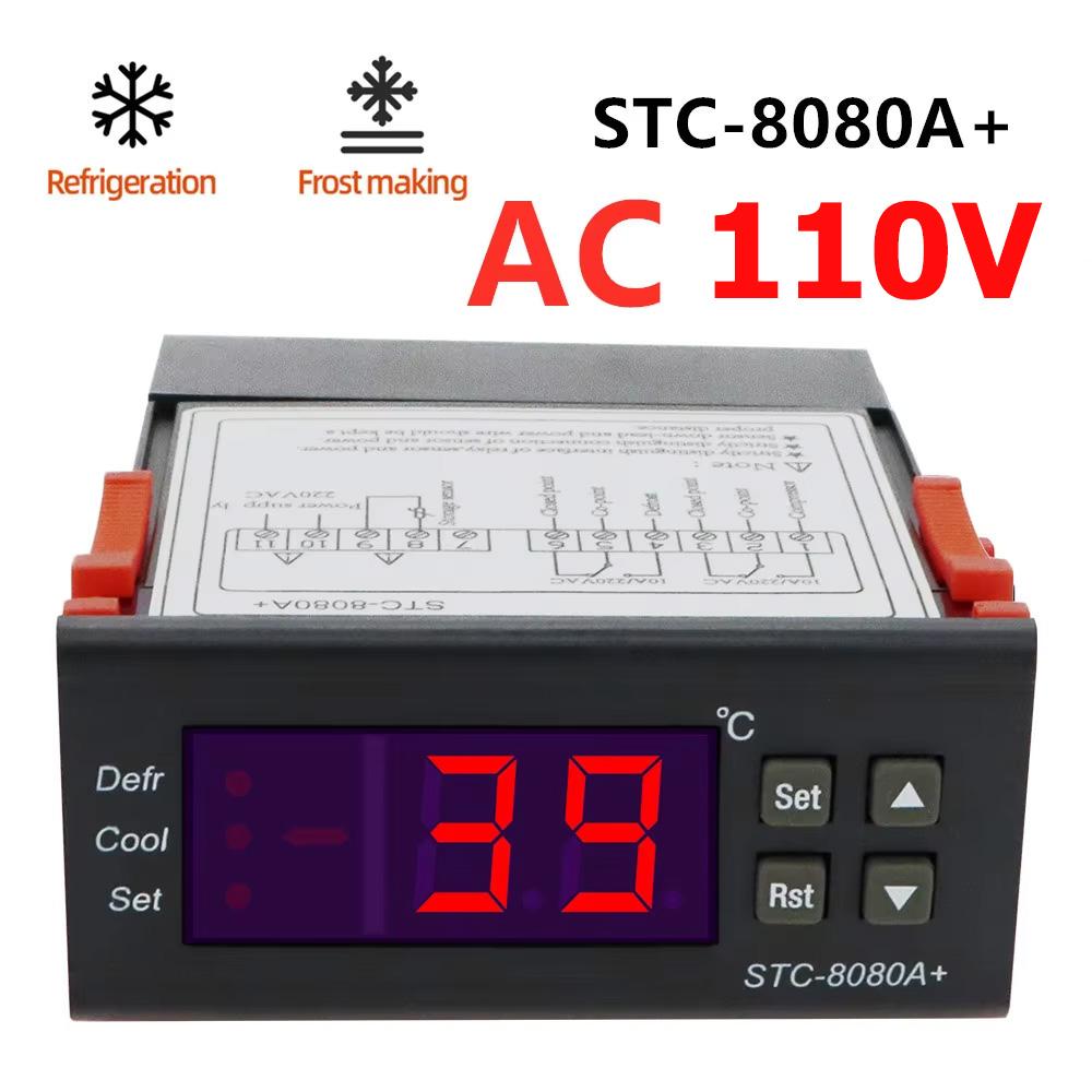STC-8080A+ Digital Thermostat Intelligent Automatic Temperature Controller For Refrigerated Cabinet Defrost Timer Alarm Function
