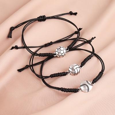Volleyball Charm Bracelet Adjustable Woven Jewelry Volleyball Charm Bracelet Braided Rope Bracelets For Teens