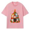 2026 Christmas Tree with Cats Printed Graphic Y2k Harajuku Streetwear 100% Cotton T Shirt Casual Oversized Summer Men T-shirt