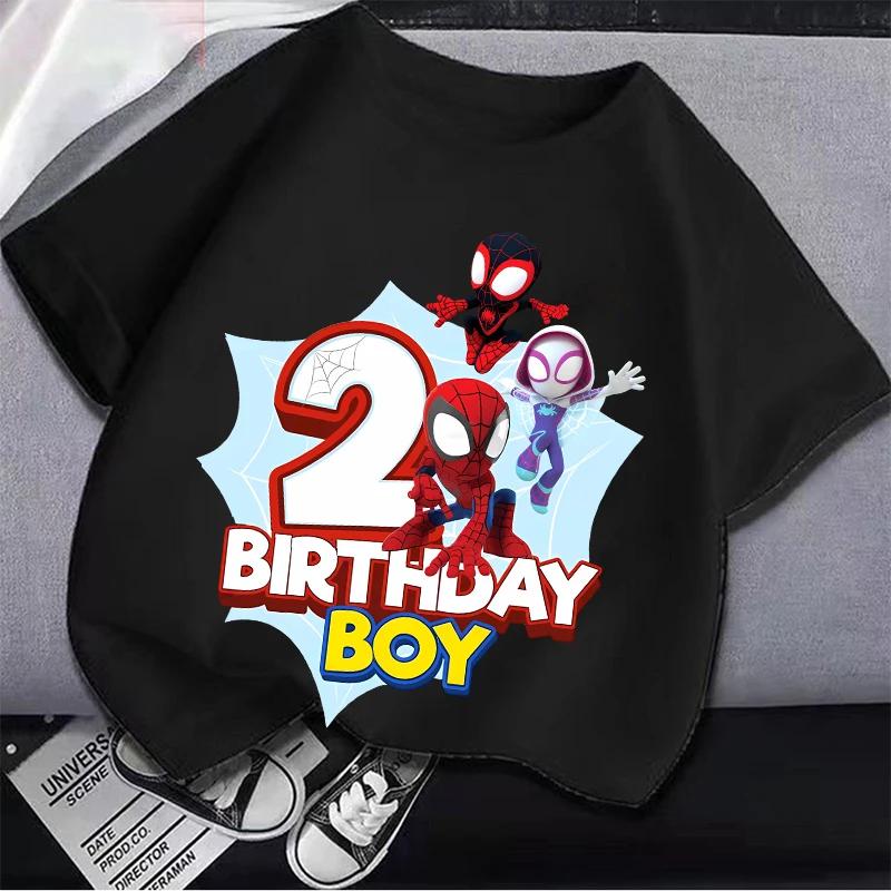 New Short Sleeve Marvels SpiderUnisex Kids Tshirt Number 19 Cartoon Figure Printed Tshirt Birthday Party Wears 100Cotton Tee