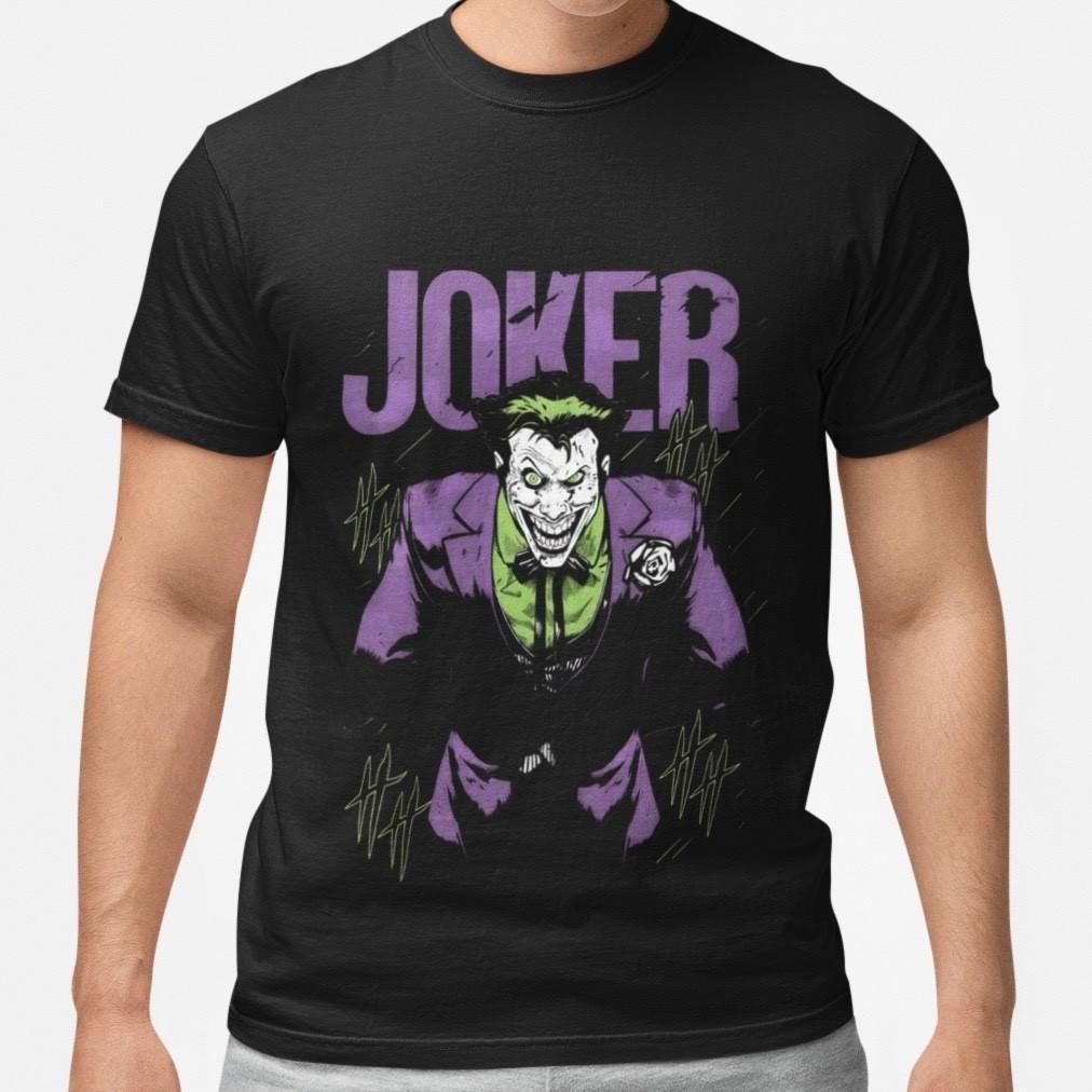 Joker Villain Graphic T Shirt Dark Comic Style Purple Green Unisex Tee S разноцветный