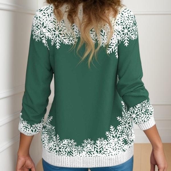 GMXIA Women's Fashion Casual Christmas Print Autumn and Winter Shoulder Print Loose Long Sleeve Round Neck T-shirts and Tops
