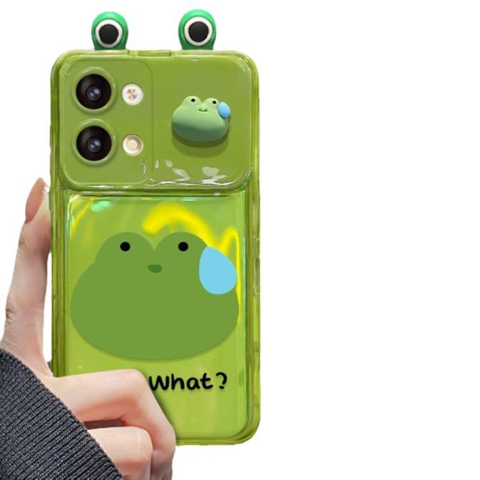 

Подходит для чехла для мобильного телефона Xiaomi 13 12/10s Подвеска в виде куклы-лягушки Redmi K50/60pro Чехол-книжка с зеркалом Note9 Mi 13