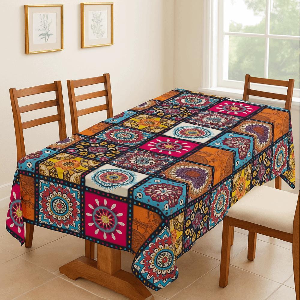 Ethnic Style Table Cover Rectangle Table Protecter Useful Bohemian Mandala Tablecloth  Banquet