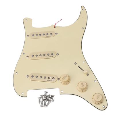 Bstinay Gitarren-Schlagbrett 11 Schraubenlöcher Vorverdrahtet für SSS E-Gitarre 3-lagiger PVC-Kunststoff Gelb