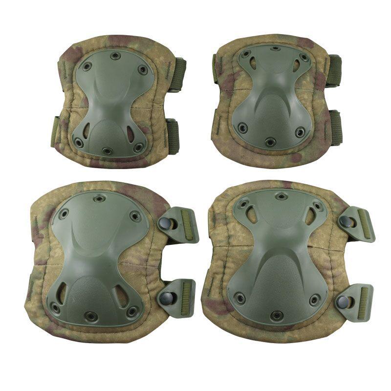 Camouflage Tactical Knee & Elbow Pads Set: 4-Piece Gear for Combat, Training, Riding & Sports Protection