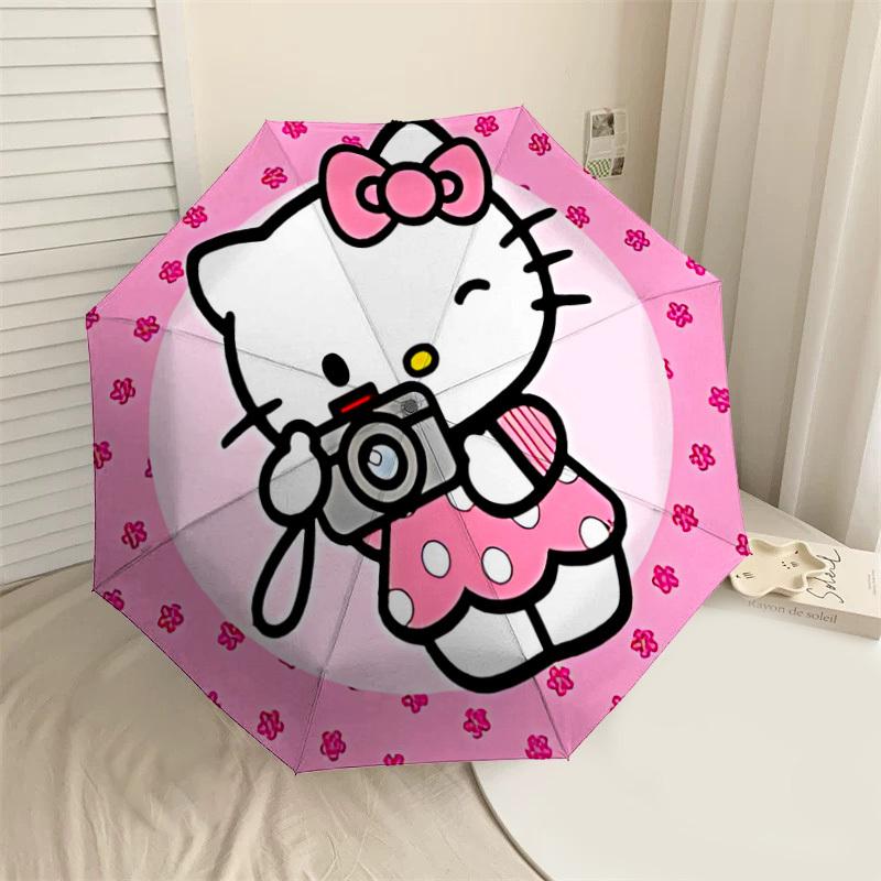 

1PC Hello Kitty Umbrella-8-Rib Reinforced, Automatic Open, Lightweight & Durable, Cute Fashion Accessory for Outdoor, Beach or Casual Use, Beach Umbre