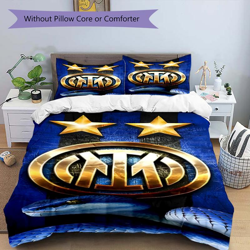 FC. Set Copripiumino con Fantasia Stampata Internazionale Milano – include 1 copripiumino e 2 federe coordinate Decorazione per la camera da letto Regali di Natale
