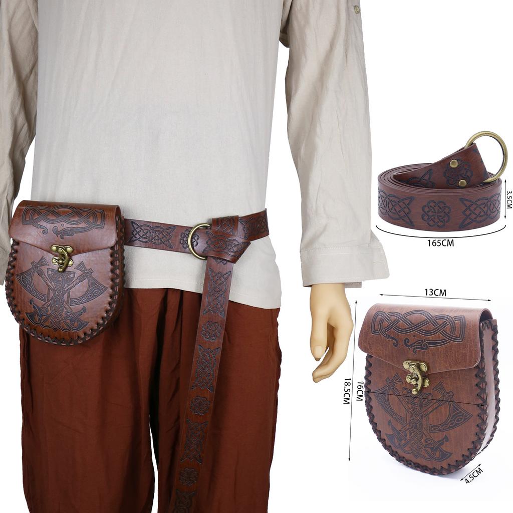 Medieval Knight Knight Belt Viking Vintage Pouch Halloween Cosplay Costume Dress Up Props
