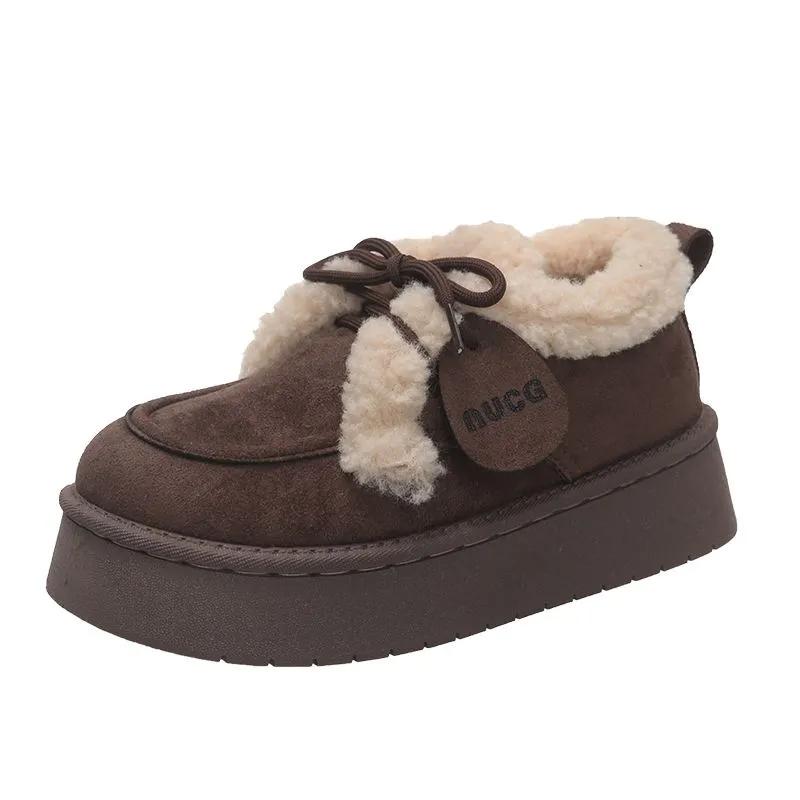 

Замшевые Женские Меховые Зимние Теплые Лоферы Обувь Дизайнерские Короткие Плюшевые Хлопковые Ботинки Платформа Мода Комфорт 36RU/CN37