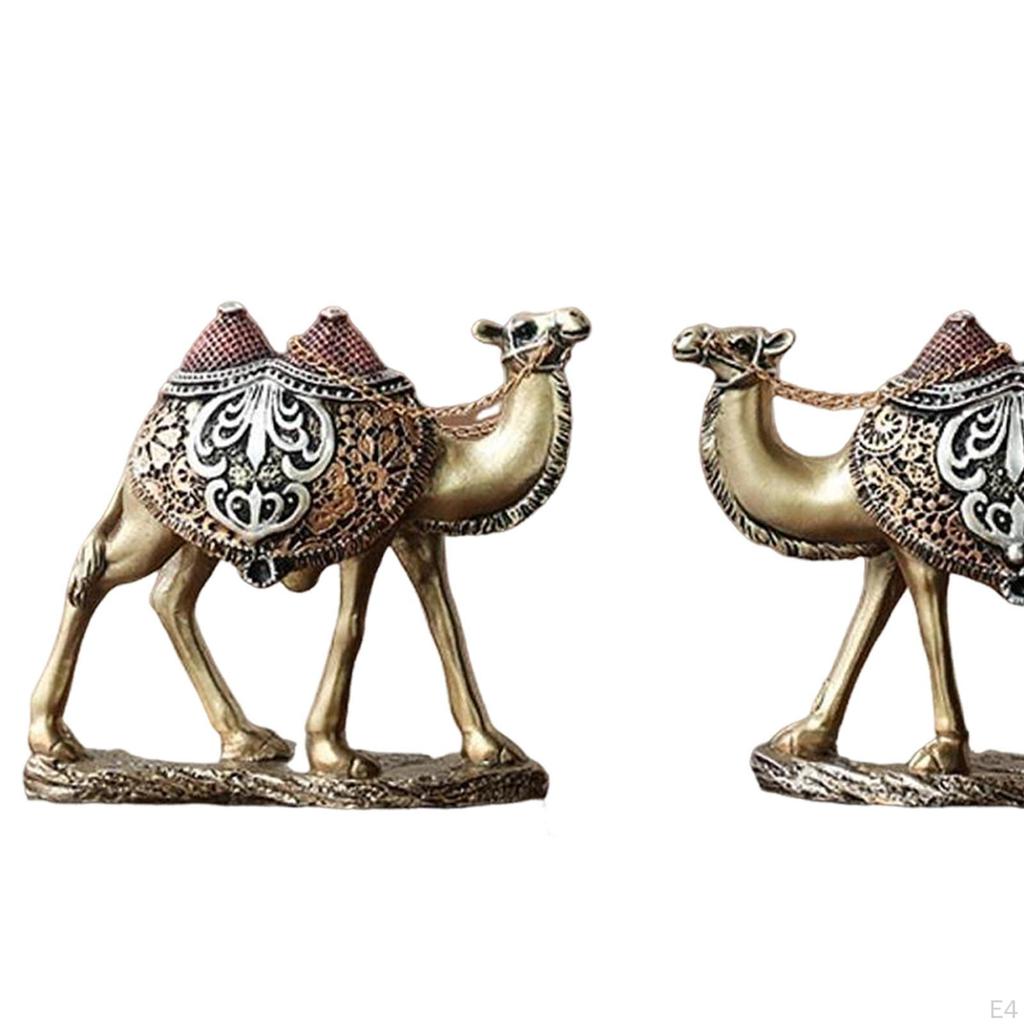 2 Camel Resin Figurines, Funny Animal Decorative Sculpture, Desktop Decor for Party, Shelf,
