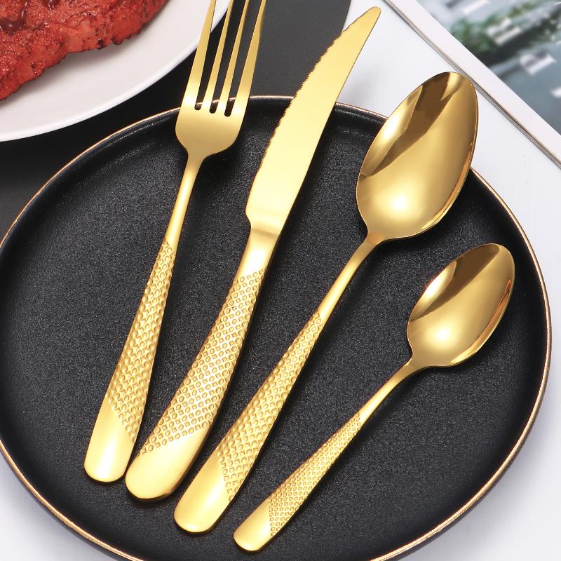 24pc Edelstahl Geschirr Sterne Steak Messer und Gabel Dessert Gabel Löffel Familie Anzüge