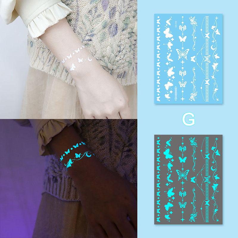 Glow In Dark Temporary Tattoo Stickers Temporary Waterproof Long Lasting Tattoos Stickers
