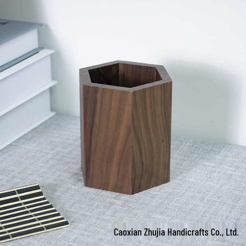 Black Walnut Pen Holder - Desktop Stationery Organizer, Creative Student Gift, Customizable with Logo