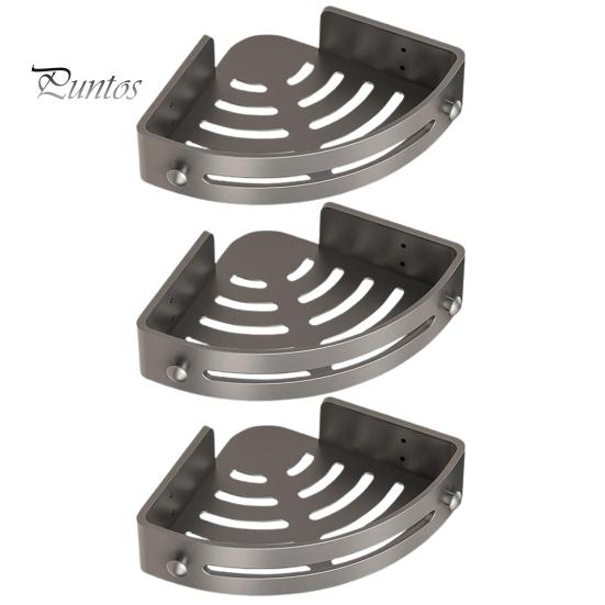 Stable Load-bearing Shelf 1/2/3 Pcs Bathroom Storage Rack Triangle Shape Suction Cup No Drilling Self-adhesive Great Load Bearing with Hooks Removable