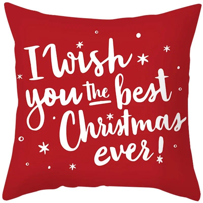 Weihnachtsrot Dekorationsmuster bedruckte Kissenhülle für Wohnzimmer Sofa Dekoration Kissenbezug