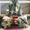 Weihnachten Kart Auto Retro Roten Lkw Weihnachten Baum LED Licht Blinkende Dekoration Weihnachten Atmosphäre Harz Desktop Ornament