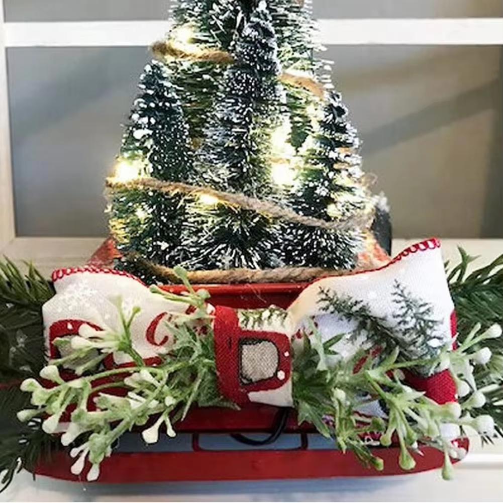 Weihnachten Kart Auto Retro Roten Lkw Weihnachten Baum LED Licht Blinkende Dekoration Weihnachten Atmosphäre Harz Desktop Ornament