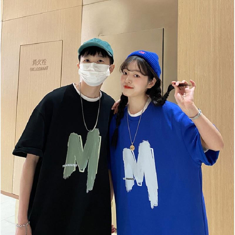 

Мужские футболки с коротким рукавом с буквенным графическим принтом и половиной рукава Футболка-пуловер Повседневная футболка Мужская корейская повседневная футболка с круглым вырезом в стиле ретро 5XL синий